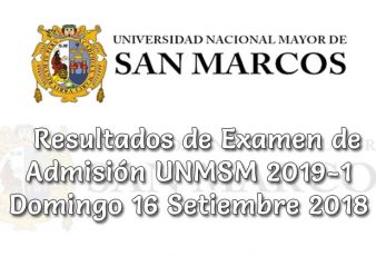 Resultados de Examen UNMSM 2019-1