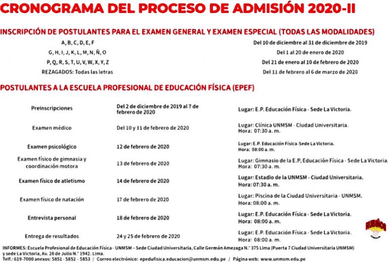 Examen Admisión San Marcos UNMSM 2020-2 Cronograma, Inscripciones Y ...