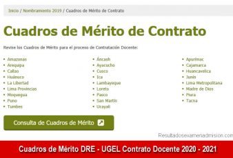 Resultados Cuadros de Mérito DRE - UGEL Contrato Docente 2020 - 2021