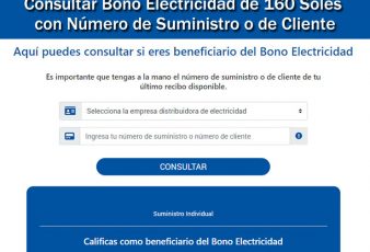 Consultar Bono Electricidad 160 Soles por internet